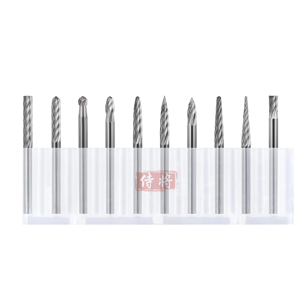 Imagem -05 - Tungsten Carbide Fresadora Rotary Ferramenta Burr Diamante Simples ou Duplo Corte Ferramentas Dremel Moedor Elétrico Shank 10 Pcs