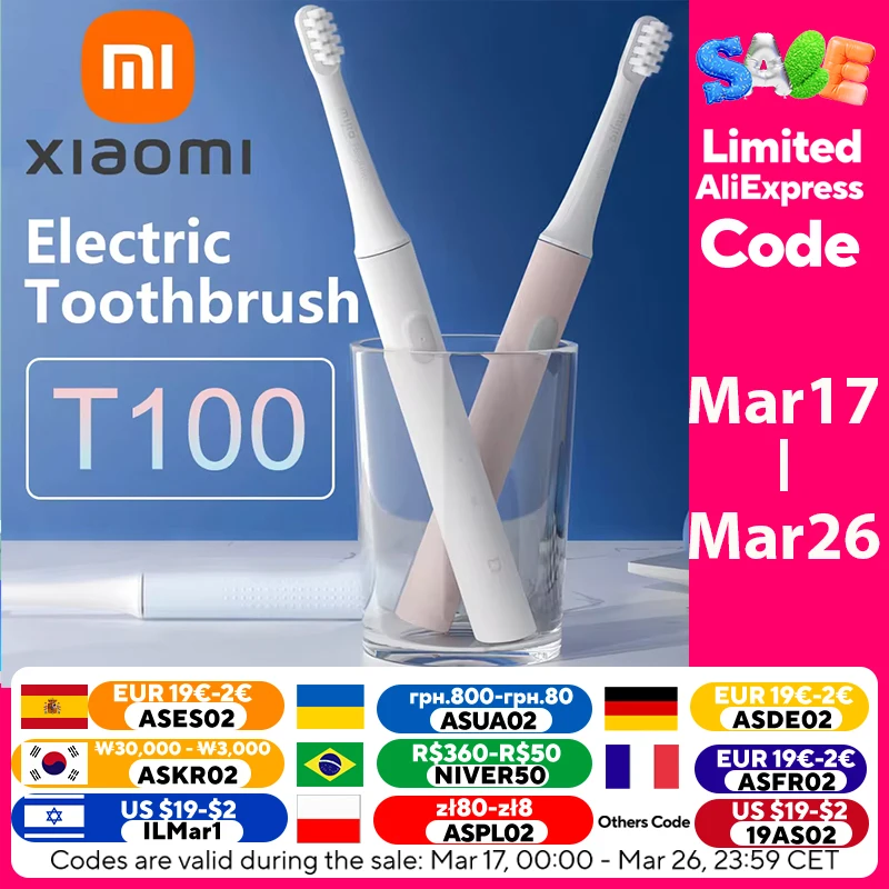 Xiaomi Mijia T100 Sonic Elektrische Tandenborstel Mi Smart Waterdichte Tand Hoofd Borstel Ipx7 Oplaadbare Usb Voor Tanden Borstel Bleken