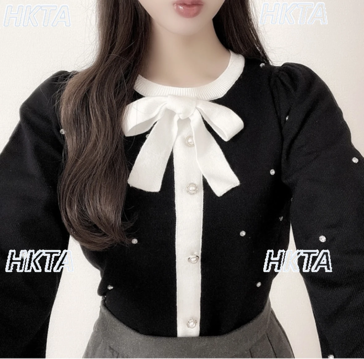 

Осенний пуловер в японском стиле с бантом и длинными рукавами, универсальный пуловер, топы, белые, черные вязаные свитера, женский свитер