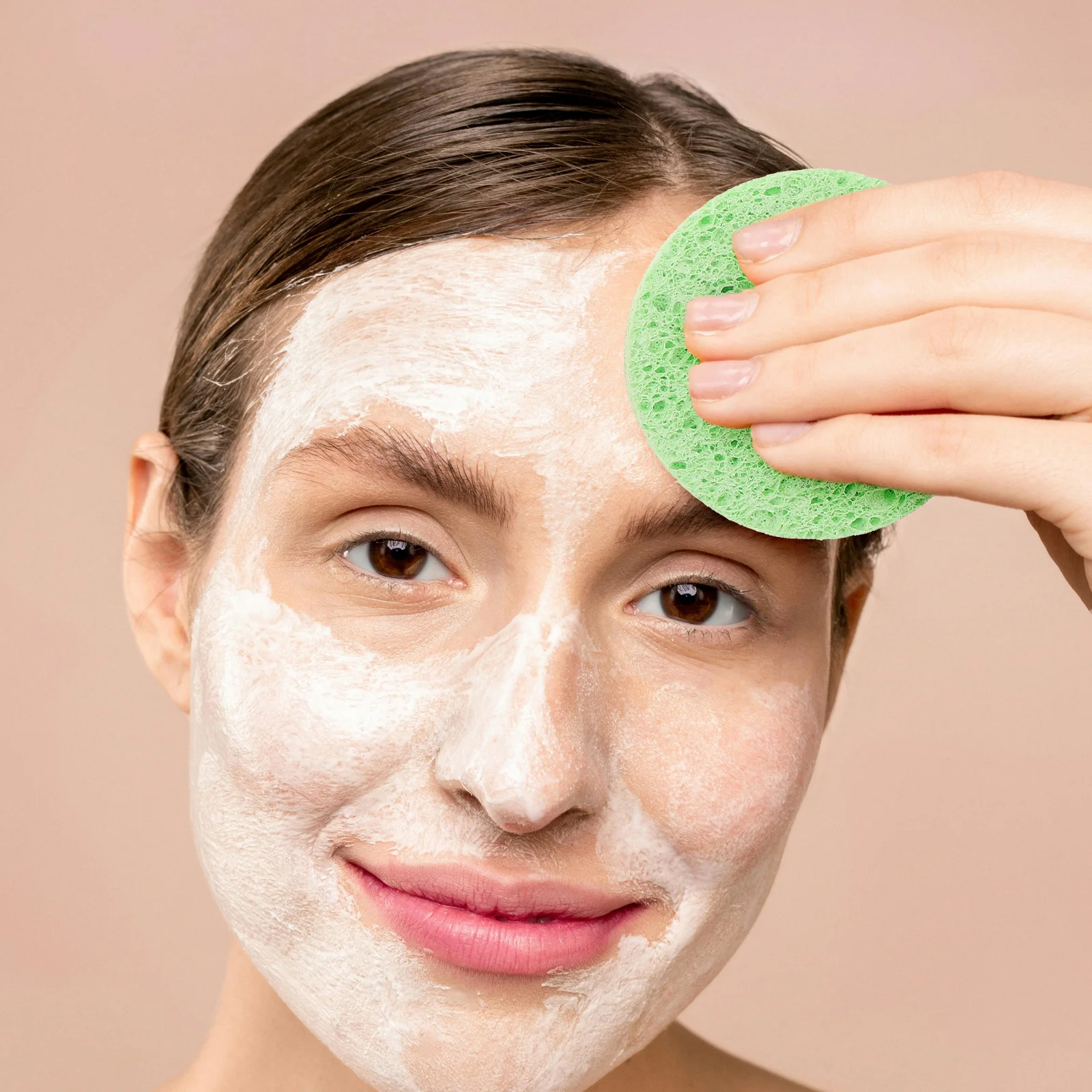 10 個のセルロースフェイシャルスポンジは優しく角質を取り除き、不純物を取り除き、毛穴をきれいにします、メイク落としパッド、セルロースフェイシャルスポンジ