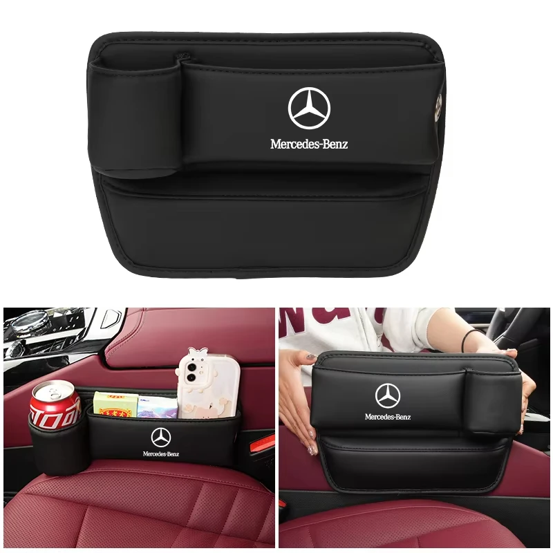 For Mercedes Benz C E S Class CLA GLE W206 W204 W205 W221 W222 W223 W251 W464 W212 W213 Car Seat Gap Storage Box With Cup Holder