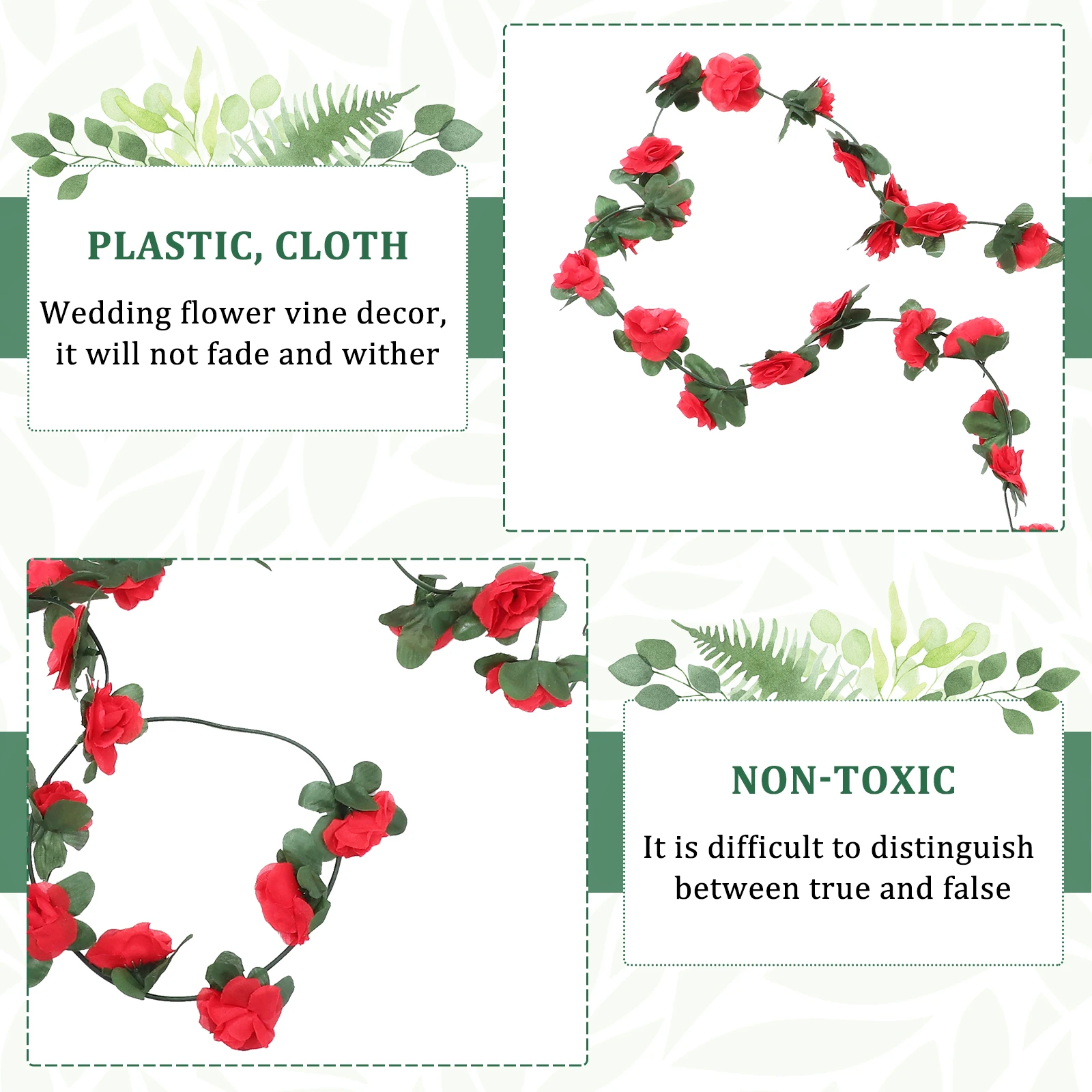 

6pcs Realistic Artificial Rose Vine Imitation Flower Garlands Wedding Home Party Decor Floral Vine Garlands For Christmas