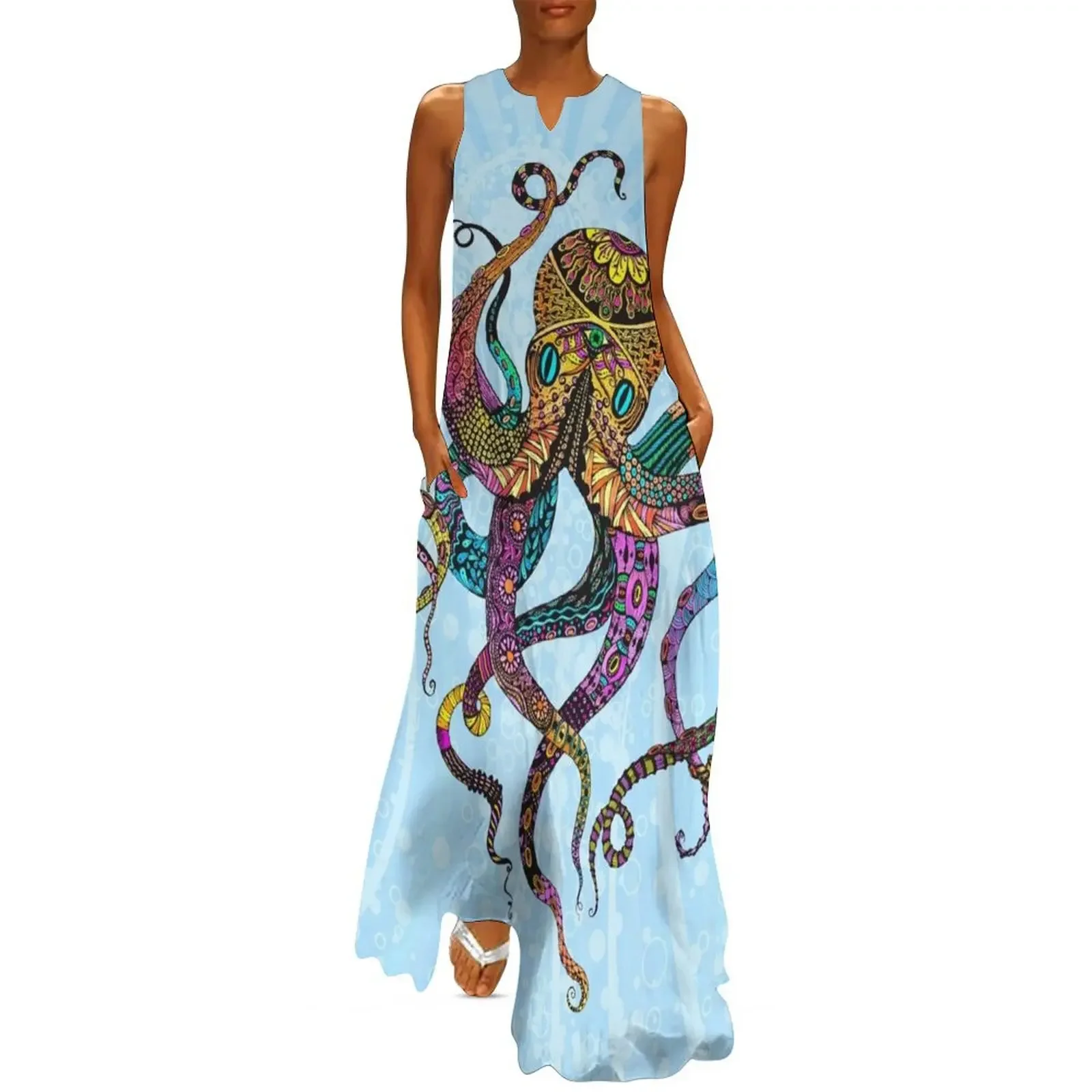 

Electric Octopus Long Dress Long veiled dresses bandage dress summer women's suit Dress