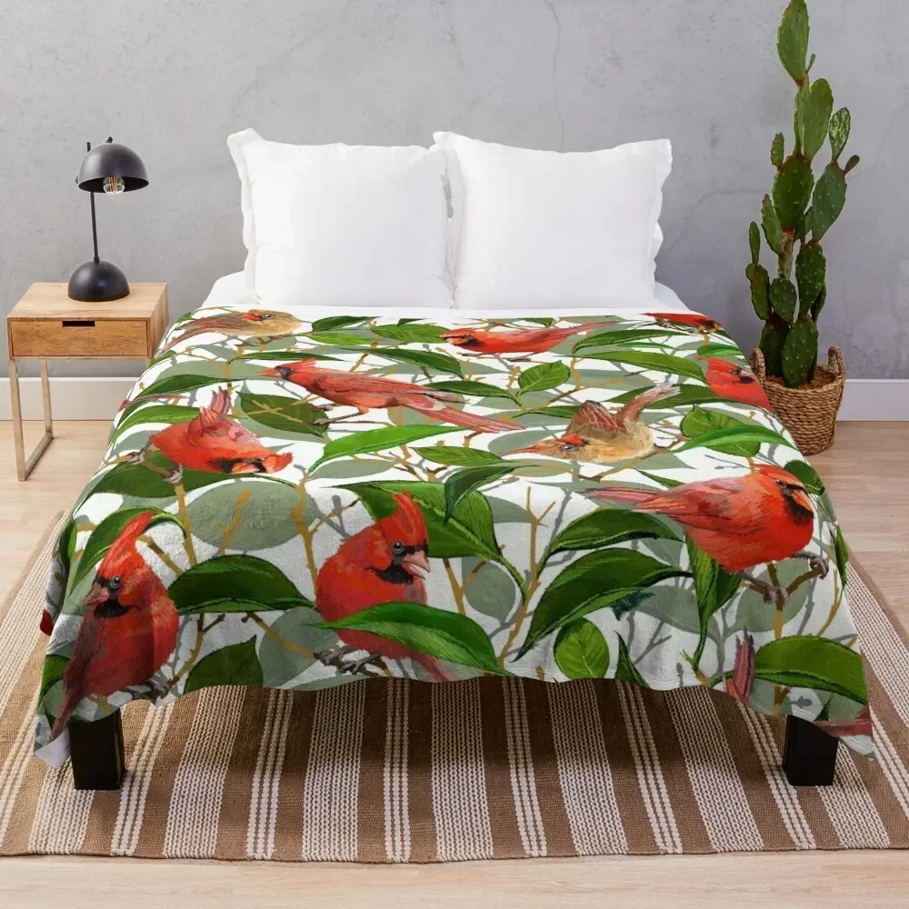

Summer Cardinals | White Throw Blanket Durable Warm Blanket for Daily Home Use