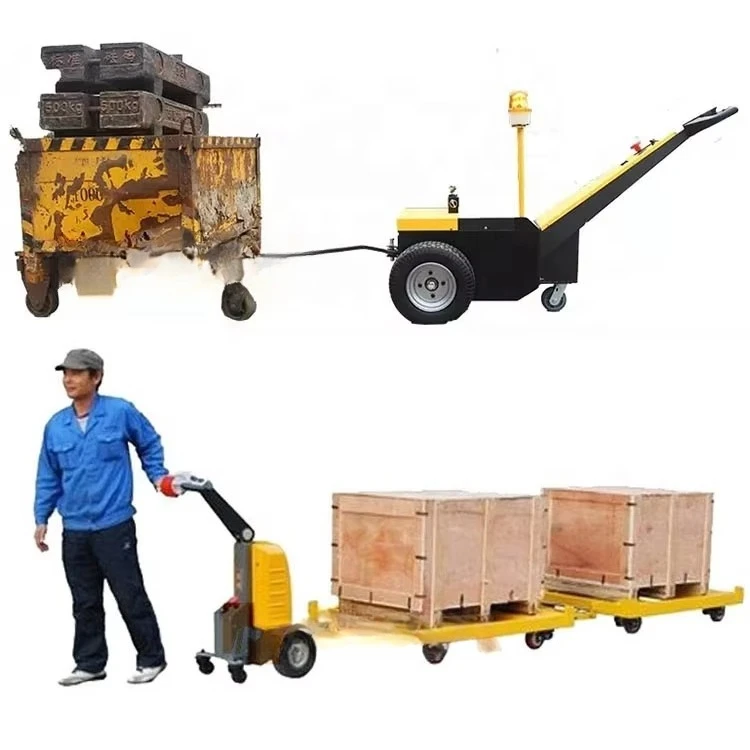 1000kg Small Portable Walk Electric Battery Power Motor Operated Smart Manual Hand Pull Drive Cart Tow Trailer Tractor Trolley
