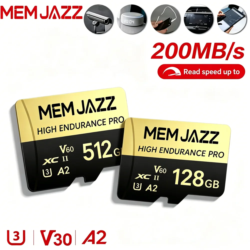 Micro SD Card 64GB 128GB 512GB UHS-I U3 V30 A2 High-Speed Memory for Smartphone File Backup Storage Compatible with Samsung iPho