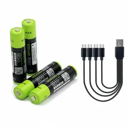 ZNTER-USB Rechargeable Lithium Polymer Battery 1.5V AAA 600mAh with Micro USB Cable Fast Charging Lithium Polymer Battery