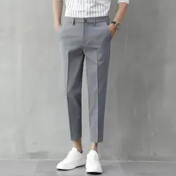 Pantalones rectos informales de negocios para hombre, bolsillos con botón, cremallera, simplicidad, primavera, verano, Delgado, guapo, nuevo