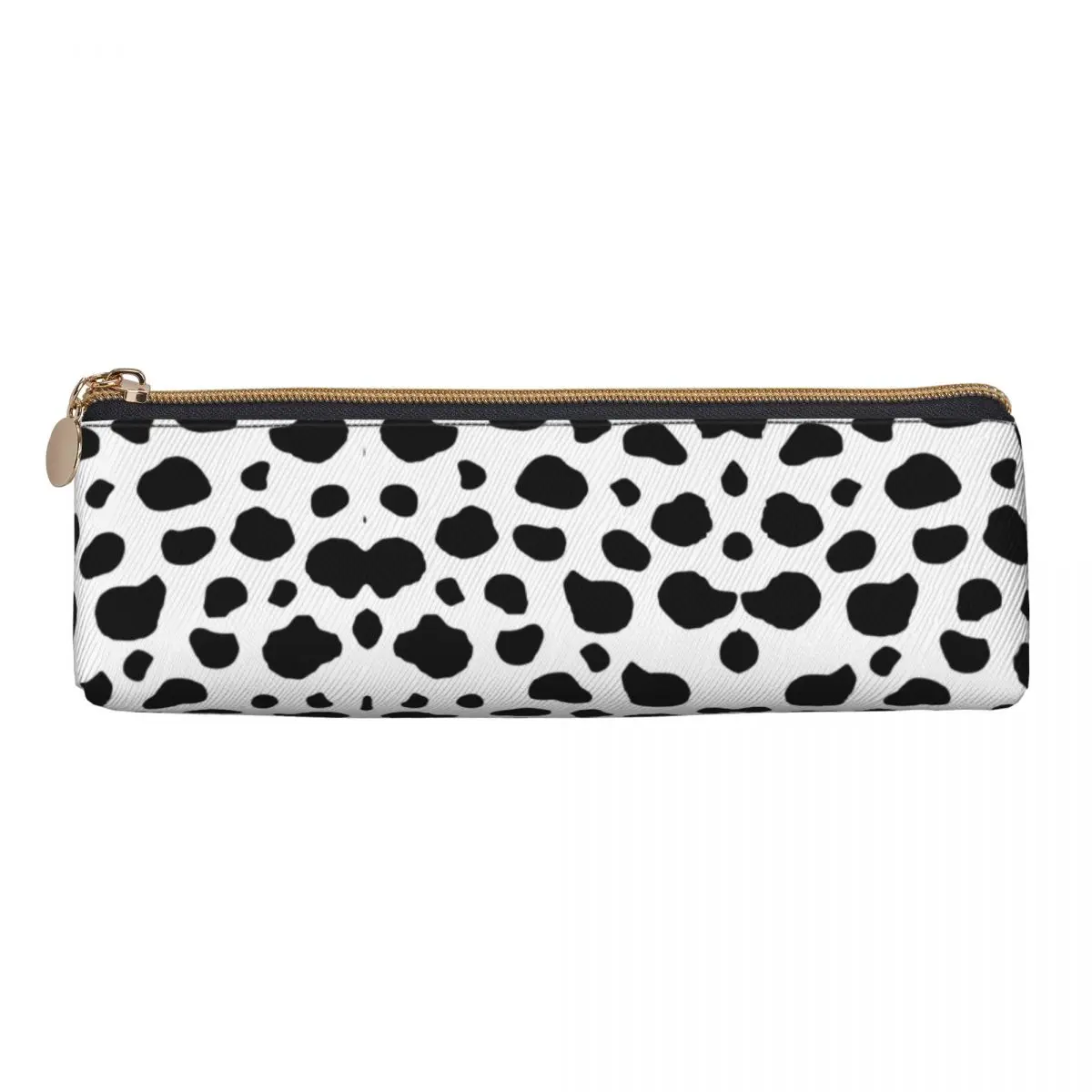 Cow Print Spots Pencil Case Black And White Animal College Pen Box Kids PU Leather Kawaii School Pencil Cases Graphic Supplies