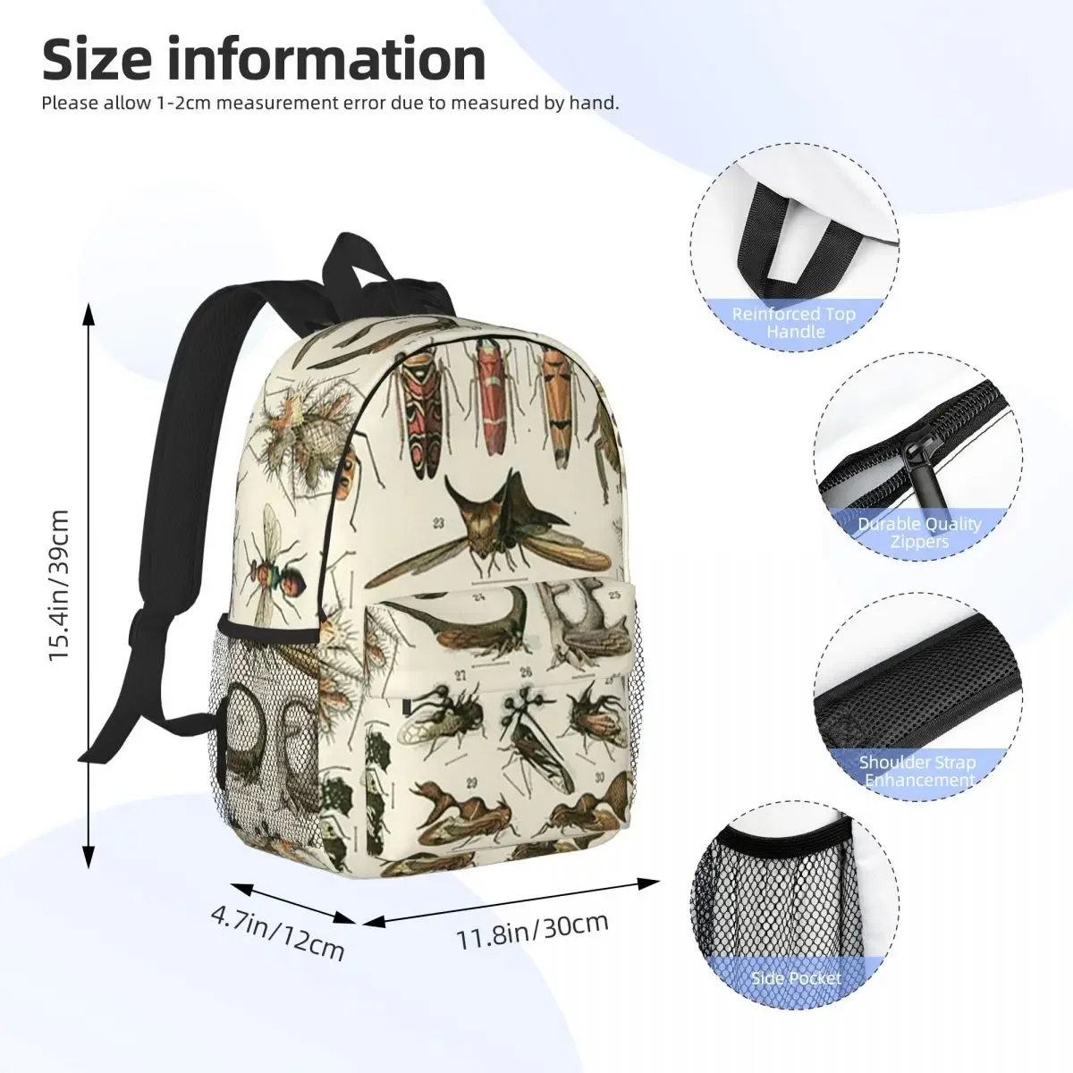 Mochilas de insectos para adolescentes, mochila escolar de dibujos animados para niños, mochila de viaje, bolso de hombro de gran capacidad