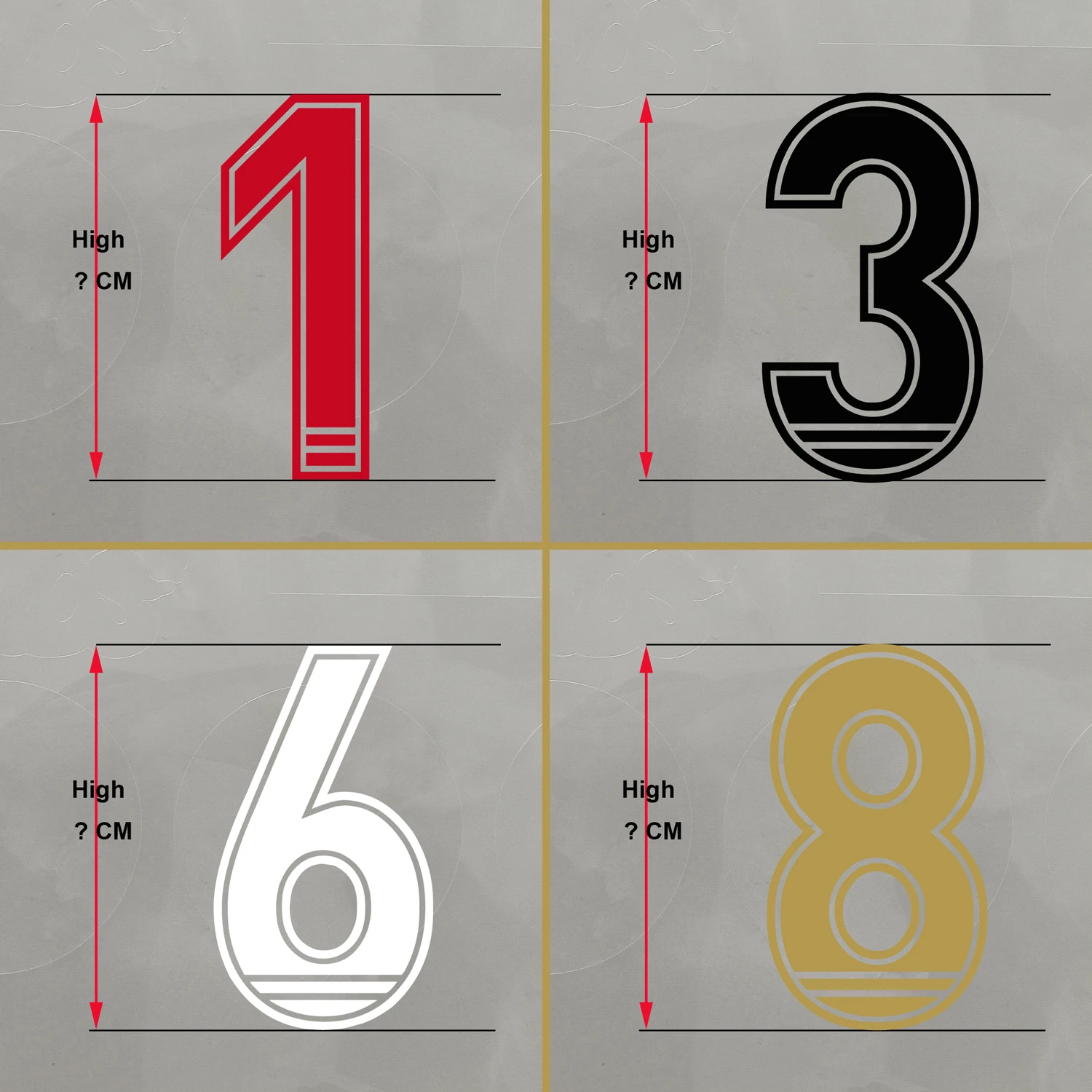 2016-17 Lisbon Football Number Name Iron on Patches DIY Letter Jersey Number Boys Men Soccer Clothes Hot Transfer Sticker Gold