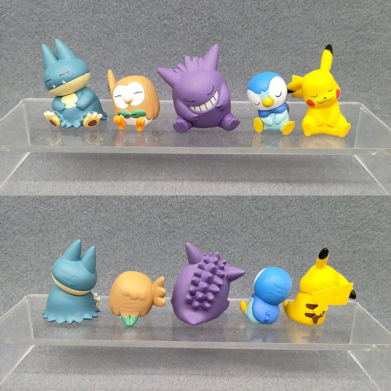 Pokemon Anime Figure Set -Gengar Pikachu Psyduck Slowpoke Jigglypuff Car Decor Kids Gifts Collectible Tilted Head Action Figures