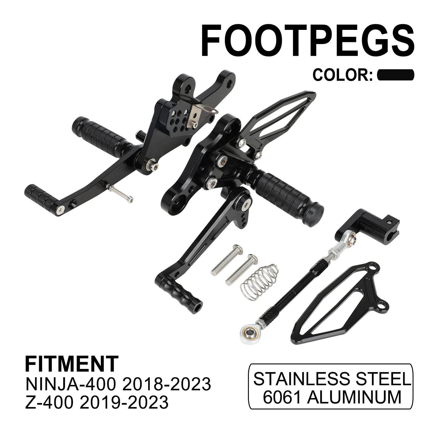 

Motorcycle Adjustable Footpegs Foot Pegs Foot Pedals Rest Rearset 6061 Aluminum For Kawasaki Ninja 400 2018-2023 Z 400 2019-2023