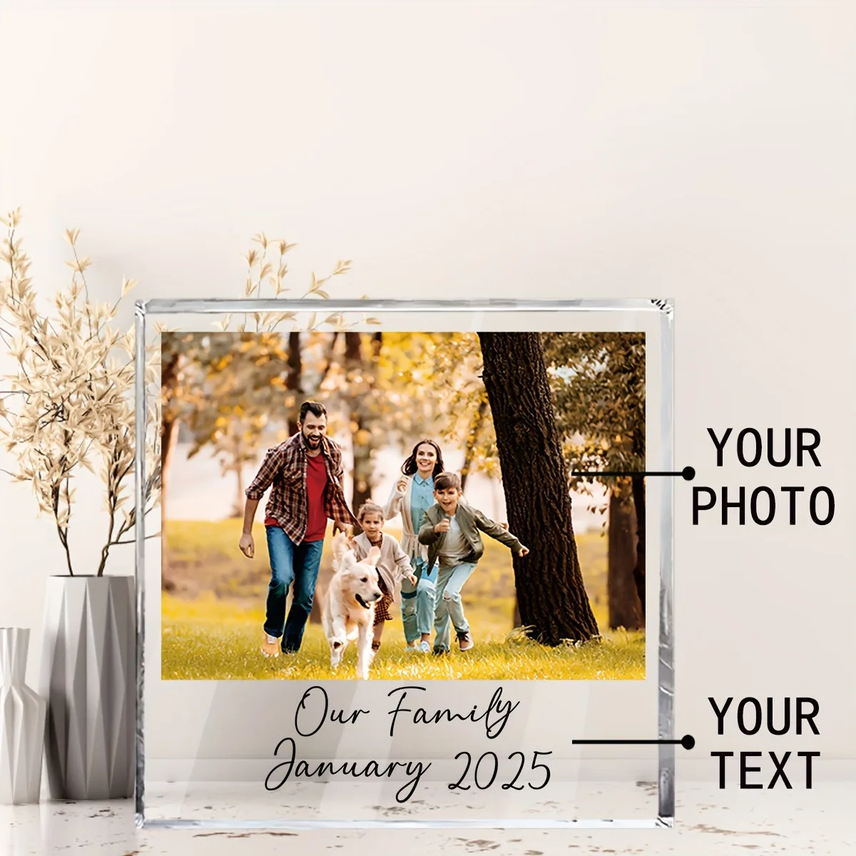 Anpassbare 1-teilige Acryl-Fotoplakette 3,9x3,9 Zoll, Personalisierte Wanddekoration, Perfektes Geschenk für Familie Freunde Geburtstag Feiertag