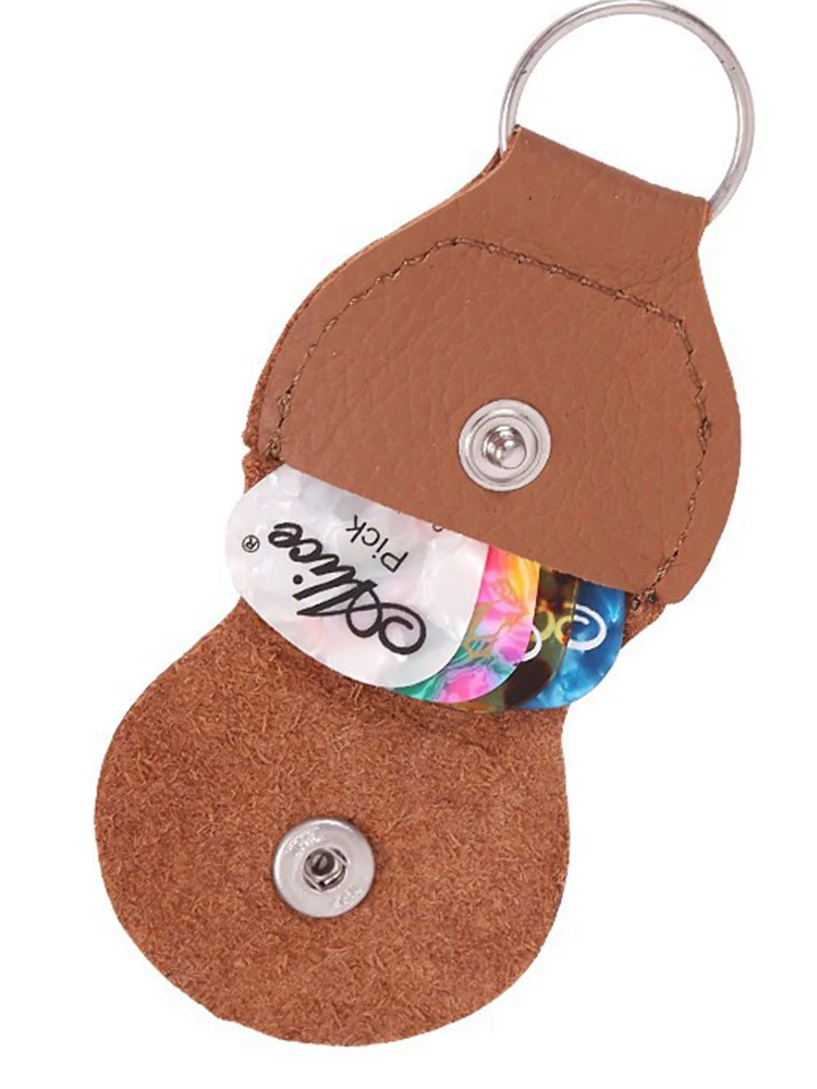  1Pc Leder Guitarra Plektrum Fall Tasche Gitarre Pick Halter Echte Schlüsselbund Form Gitarre Zubehör Lagerung Box Tragbare TMZ – Detail 7