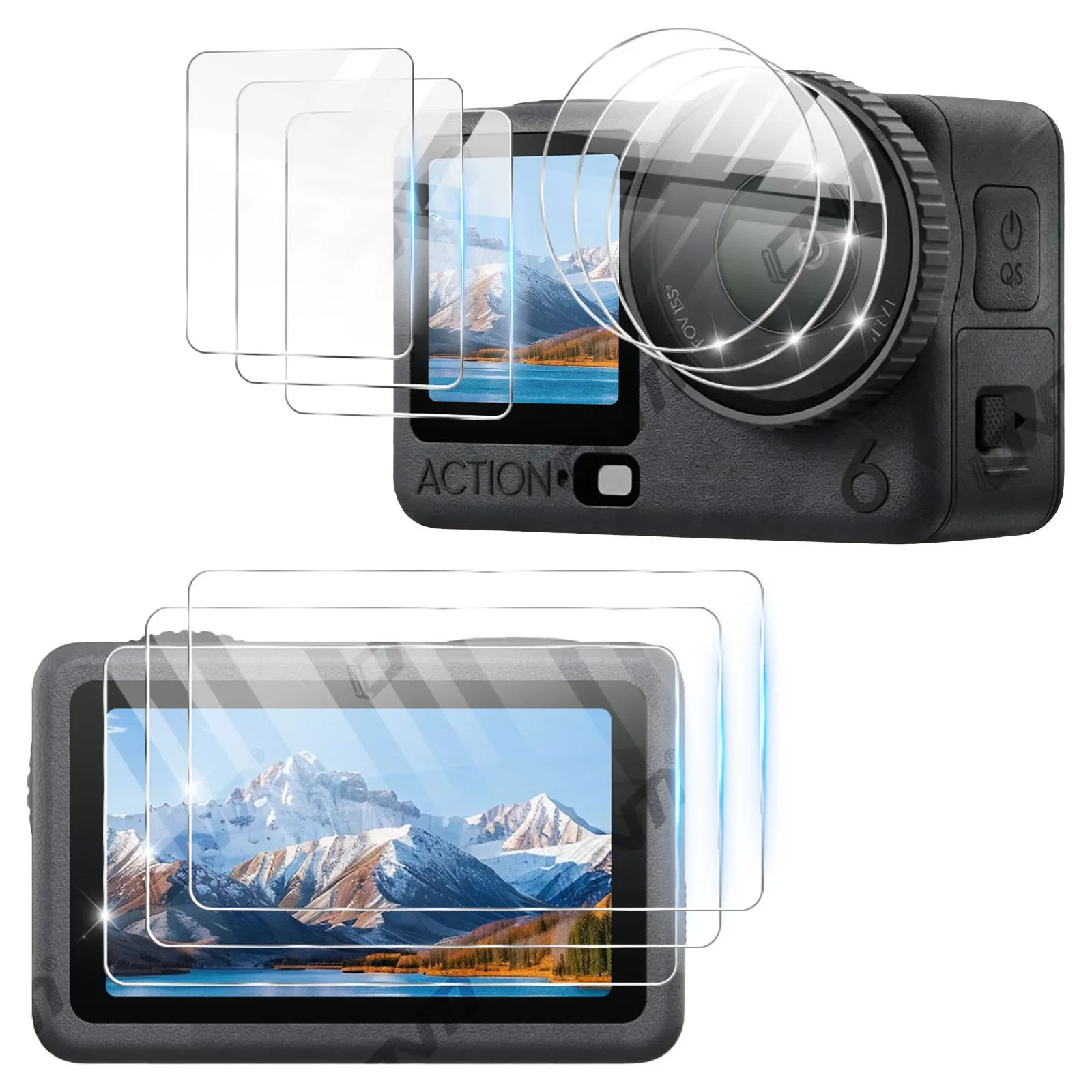 

9H Tempered Glass for DJI Osmo Action 6,Ultra-Clear Camera Lens & Screen Protector Film for DJI Osmo Action6 Accessories Set