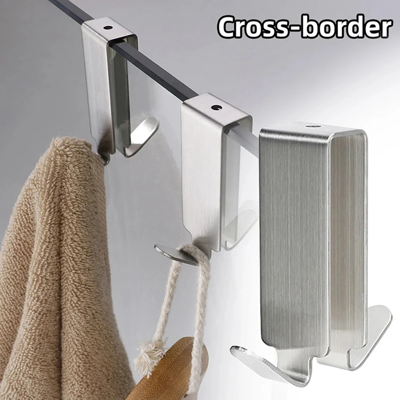 Bathroom Shower Glass Door Hook Stainless Steel Glass Door Towel Hooks Rack Bathrobe Hanger Holder Hanging Wall Hooks