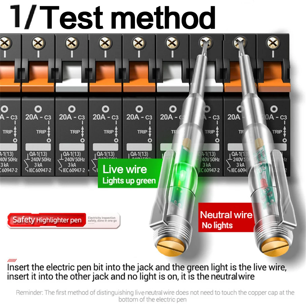 STONEGO 1PC Voltage Tester Pen - 70V-250V Induction Power Detector - Screwdriver Indicator Circuit Tester