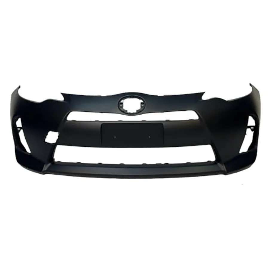 

Front Bumper Cover for 2012-2014 Prius C Hatchback Compatible New Primed with Fog Light Holes No Parking Aid Black TO1000392