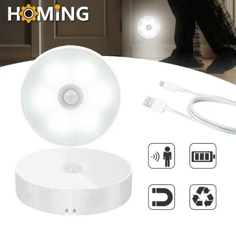 Sem fio LED Sensor de Movimento Luz, luz noturna, sob o armário, lâmpada do armário, inteligente montado na parede, corpo indução, Home Decor