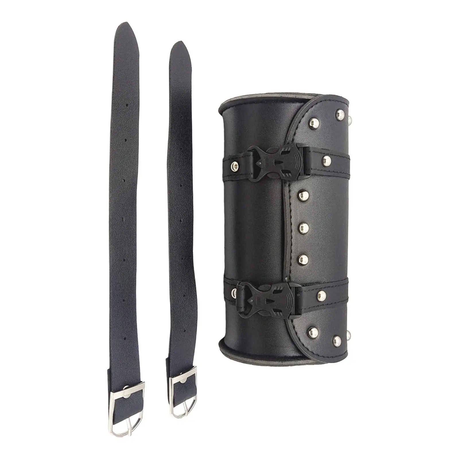 Generic Motorcycle Saddlebag Double Strap Studded PU Leather Gifts Storage Tool Bag Motorcycle Fork Bag Motorcycle Accessories