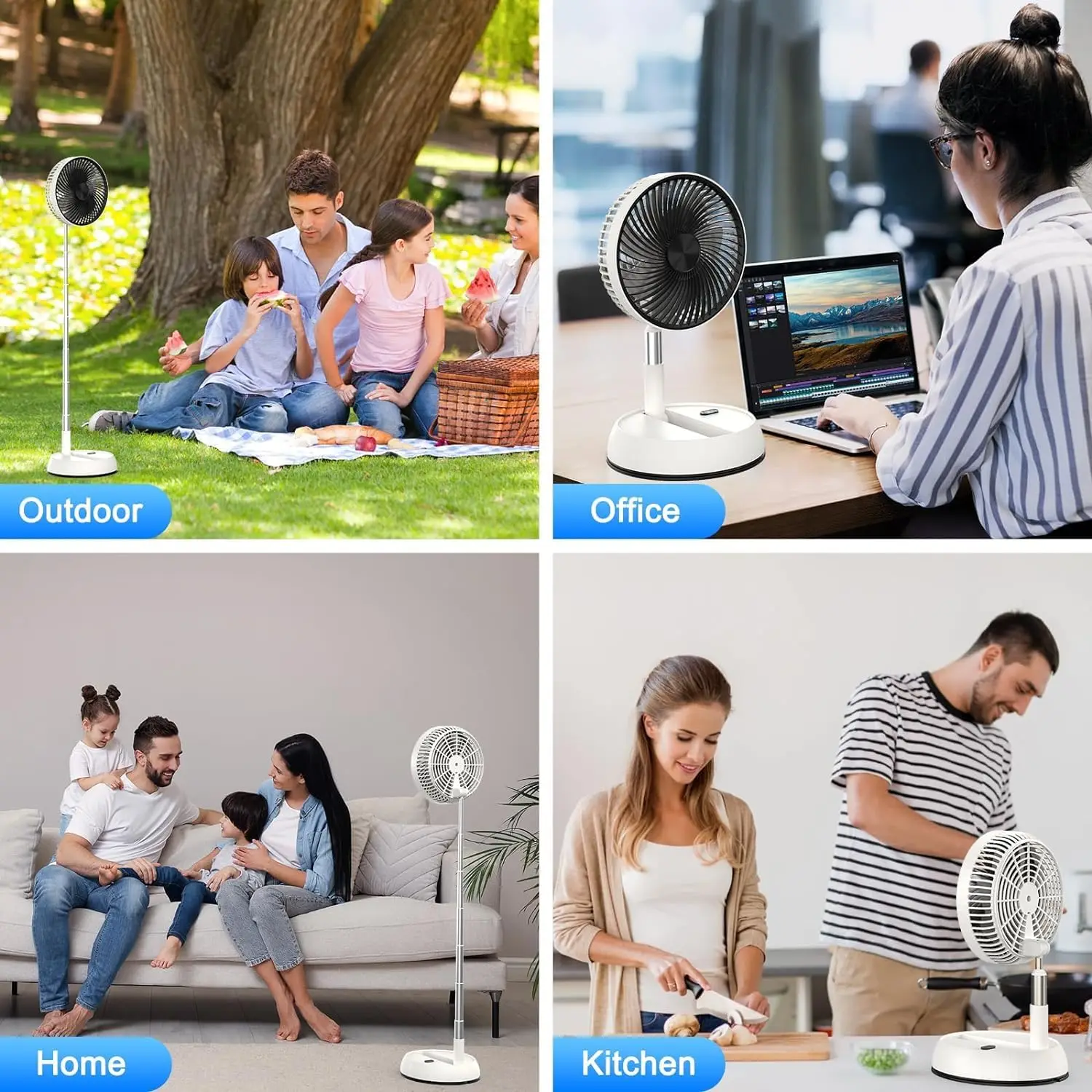 New Portable Pedestal Fan, Quiet Brushless Copper Motor Foldaway Standing Fan, Remote Control 10000mAh Foldable Desk Fan, Timer