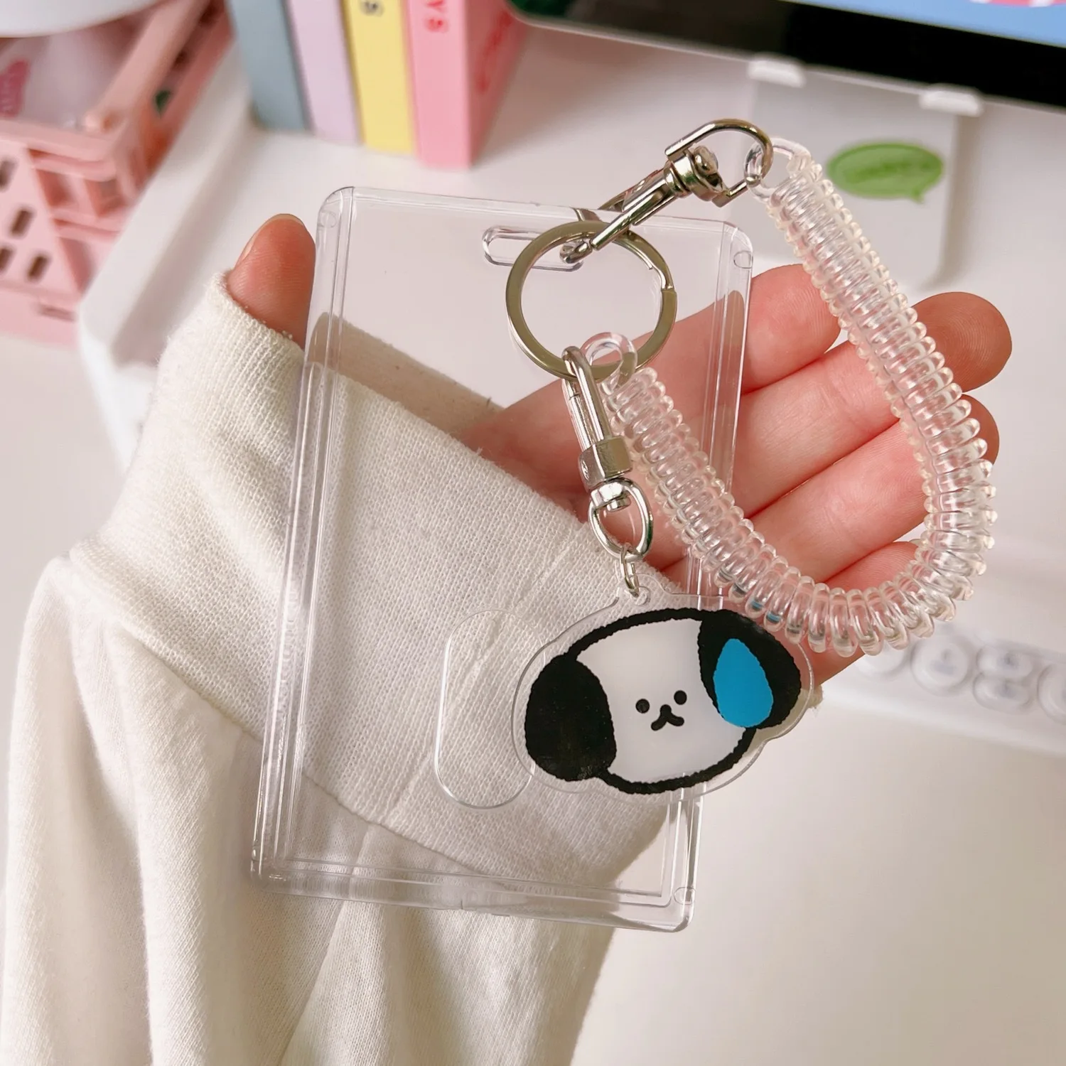 Cute Transparent Acrylic Photocopy Card Holder Credit Card Bank Card Photo Holder Cartoon Pendant Diy Bus Card Protector