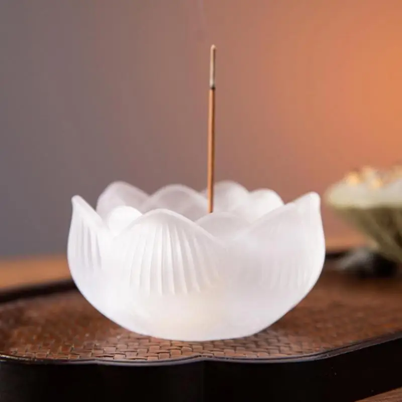 Creative Crystal Glass Flower Incense Holder Indoor Fragrance Stick Burner Smudging Ceremony Tea Ceremony Zen Ornament