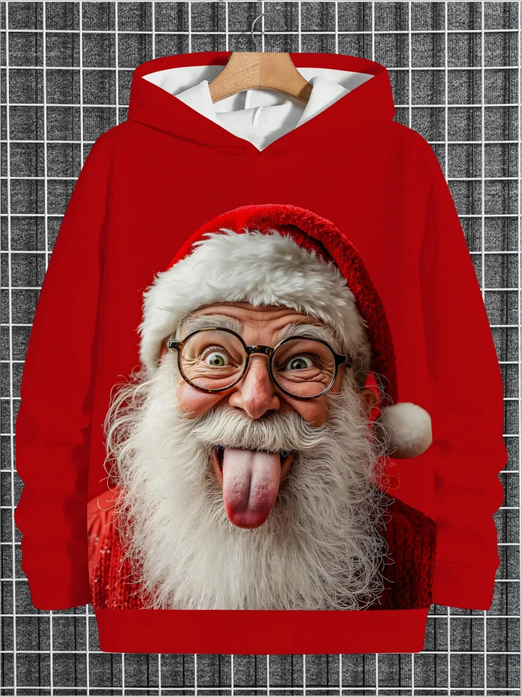 

Fun Santa Claus Print Men's Hoodies Street Hip-Hop Christmas Elements Long Sleeved Top Casual Fashion Unisex Sweatshirt Clothing