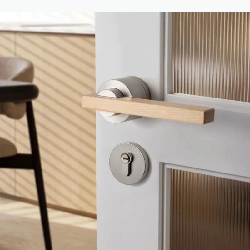 

Walnut Wood Zinc Alloy Door Lock Convenient Lock Indoor Silent Locks Living Room Safety Lock Hardware Accessories Tools