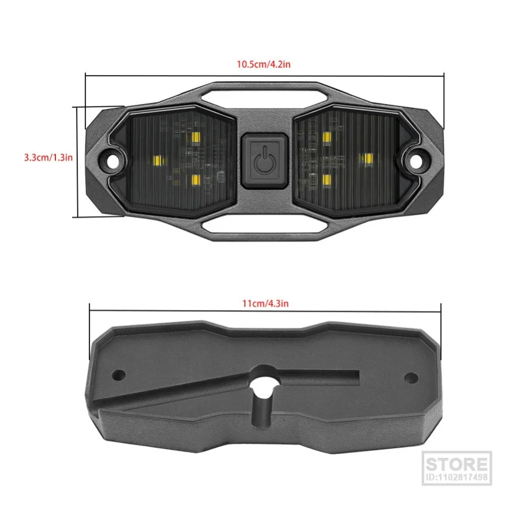 White Roll Bar Mount LED Dome Light Rock  W/Switch For Polaris RZR UTV 4WD Car Excavator Pickup Wagon UTB Cab ATV SUV Bus