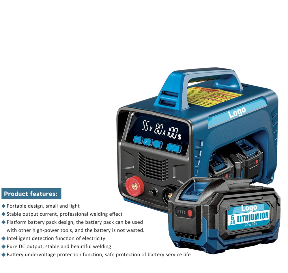 

Цифровой сварочный аппарат с защитой от перегрузки и регулируемым током для обучения в мастерских, подходящий для начинающих, с аккумулятором 60В