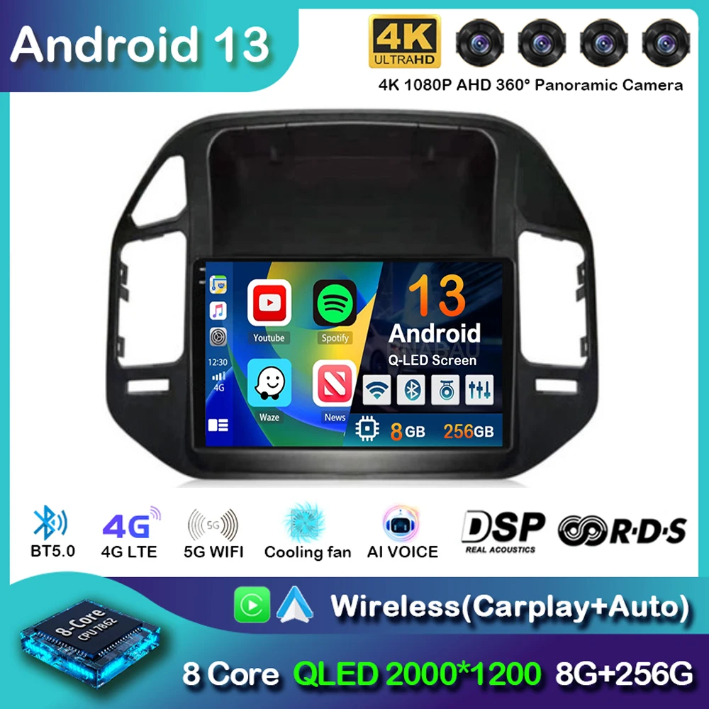 

Android 13 Carplay Auto Car Radio For Mitsubishi Pajero 3 V70 V60 1999-2006 Multimedia Video Player Navigation GPS Stereo 2din