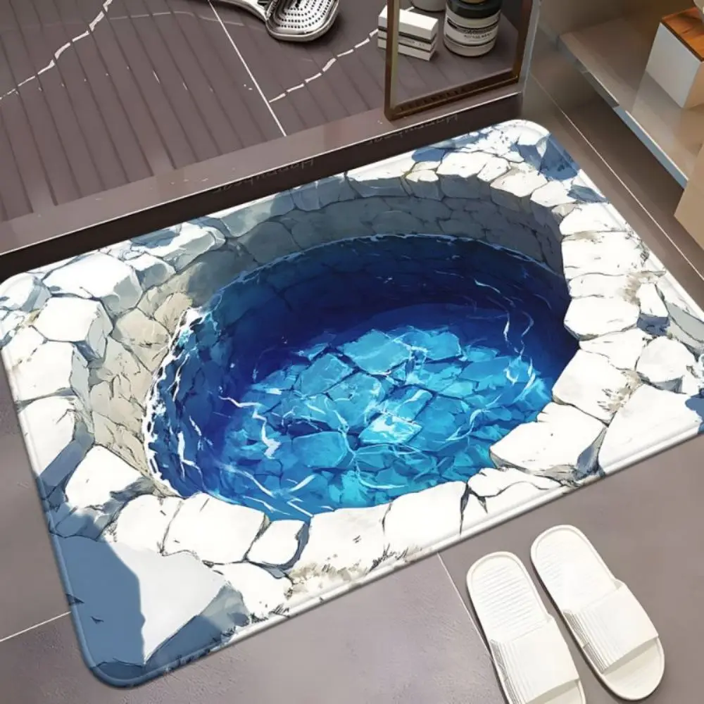 VIKAMA Creative 3D Water Hole Illusion Rug Anti Slip Floor Mat Stylish Home Entryway Carpet Household Decorative Floor Carpet