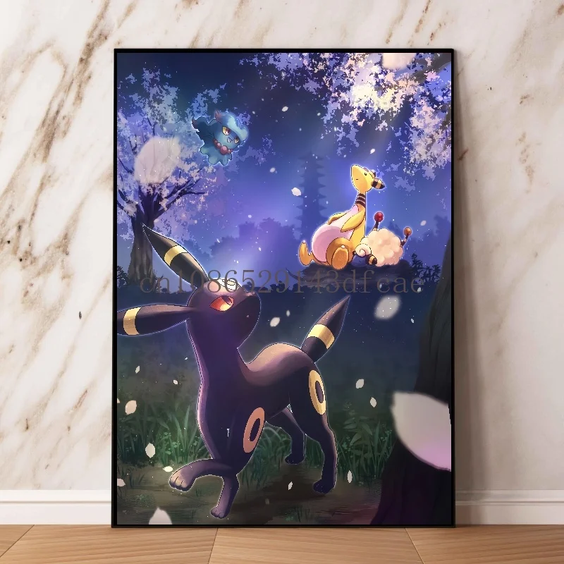 Classic Pokemon HD Canvas Painting Anime Figures Umbreon Poster Print Watercolor Wall Art Picture Modern Home Decor Kids Gifts