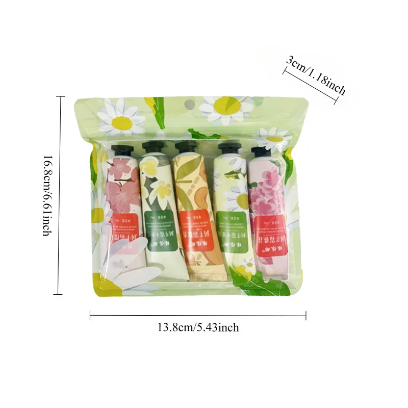5 Stück Handcreme, 5 verschiedene Geschmacksoptionen, 24 Stunden feuchtigkeitsspendend, feuchtigkeitsspendend und pflegend Hände, feuchtigkeitsspendend und feuchtigkeitsspendend