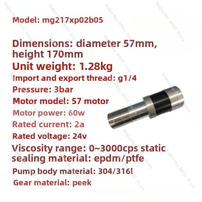 MG217XP02B05 Water Pump Magnetic Gear Pump Metering Pump 0 Leakage Acid and Alkali Resistant Stainless Steel No Pulse
