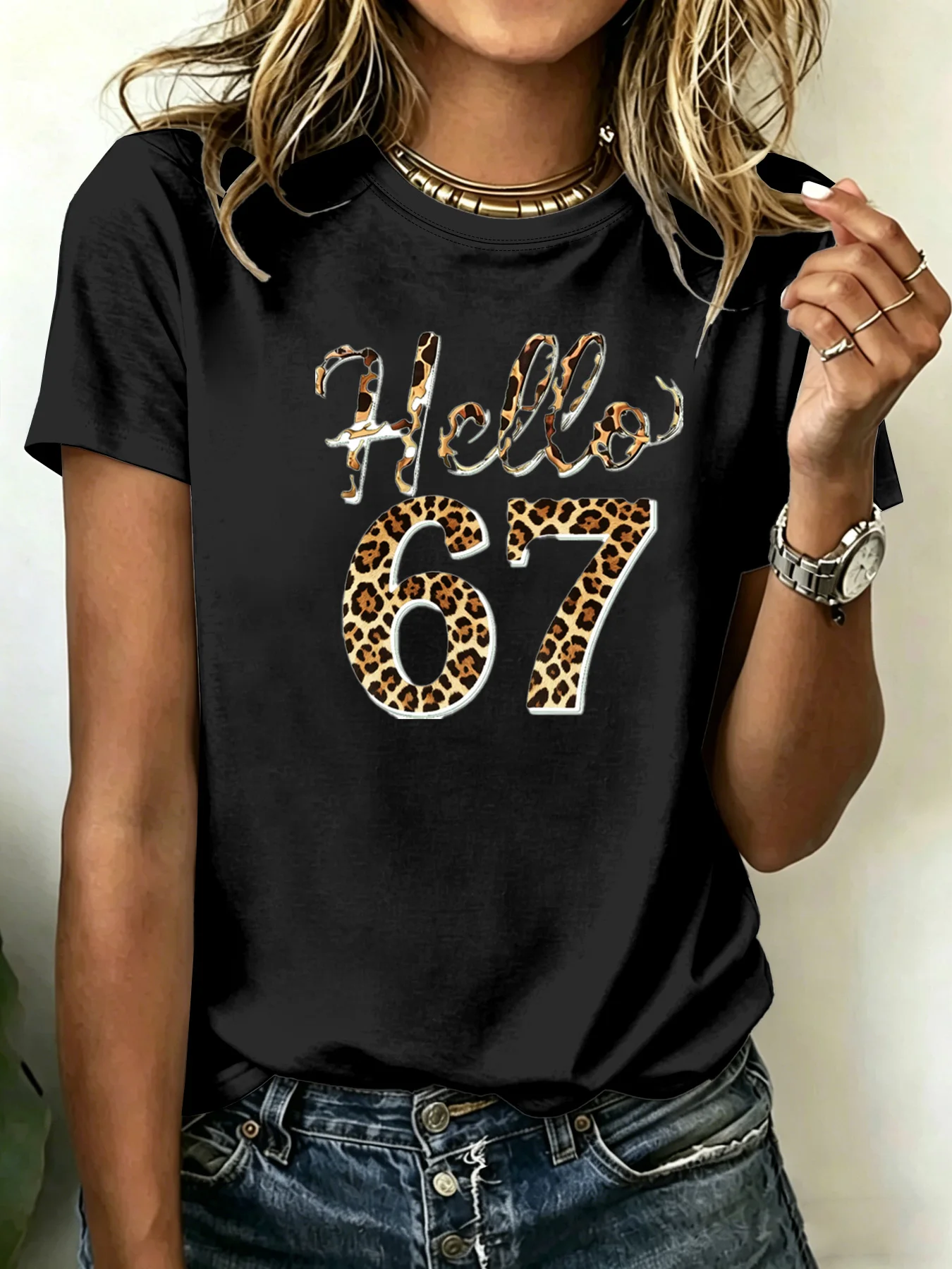 Plus-size Women's 180g Pure Cotton T-shirts, Comfortable and Soft with Unique Pattern Design That Is Fashionable and Trendy Good