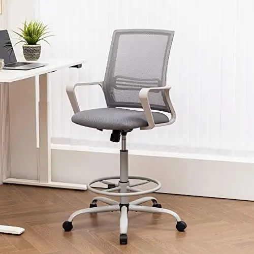 

Tall Office Height Adjustment Drafting Chair, Modern Grey