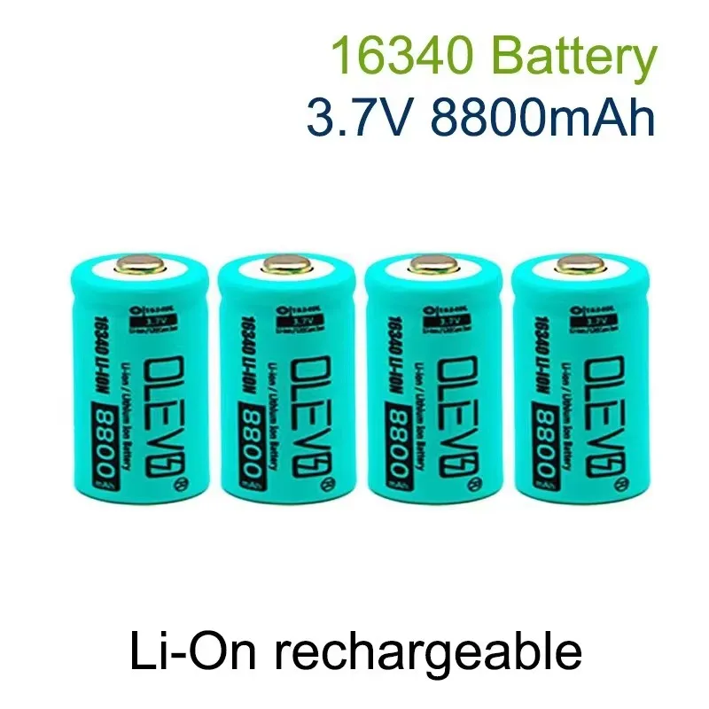 2024 New Li-ion 16340 Battery CR123A Rechargeable Batteriy 3.7V 8800mAh CR123 for Laser Pen LED Flashlight Cell Security Camara