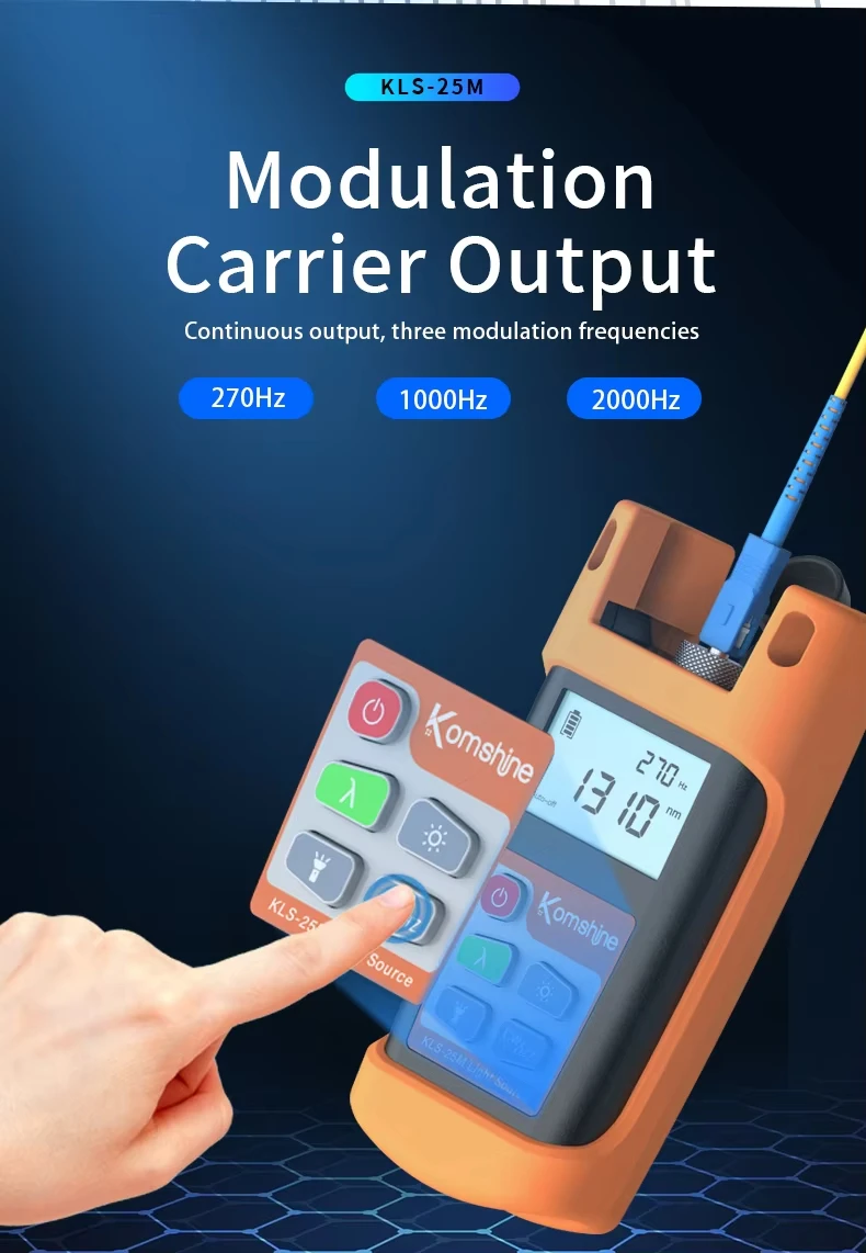 KLS-25M Optic Power Meter Fiber Optic Laser Source SM 850/1300nm SM 1310/1550nm Optical Light Source Tester LED Function