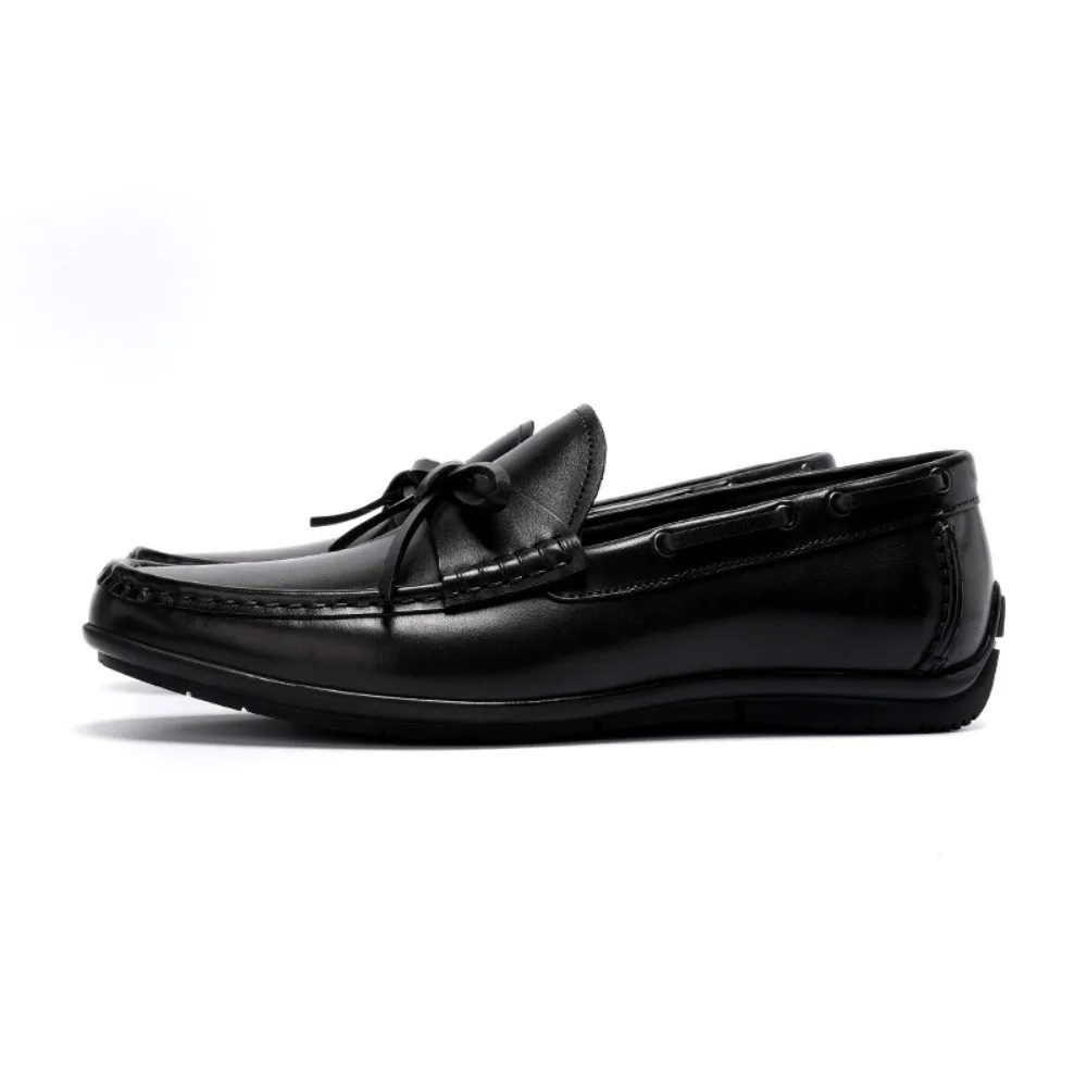 Men's Genuine Leather Loafers Summer Breathable Lightweight Soft Sole Versatile Casual Dress Shoes for Travel