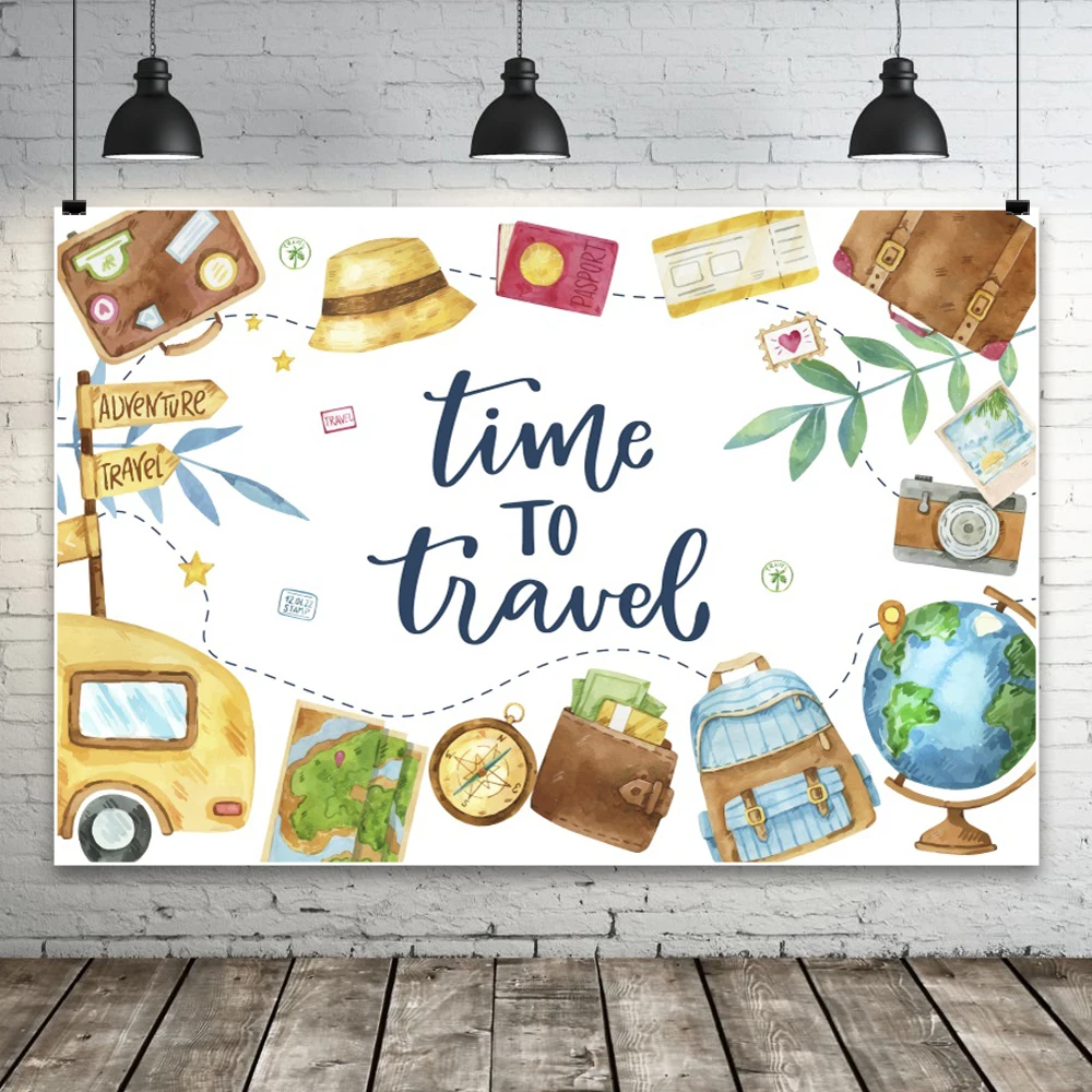 Kinder 1. Geburtstag Party Hintergrund Flugzeug Bus Welt Reisekarte Transport Fotografie Hintergrund Kuchen Zerquetschen Party Dekor