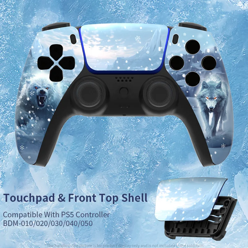 PS5 controller shell touchpad game controller cover replacement front cover handle suitable for BDM-010/020 Ice and Snow World