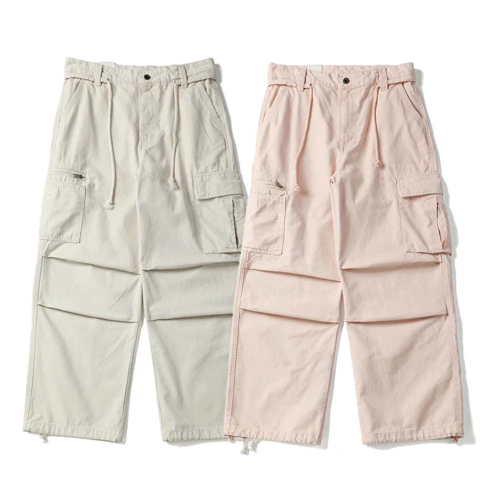 

Washed Cotton Baggyo Pants Men Streetwear Vintage Fashion Casual Loose Wide Leg Straight Cargo Pants Cityboy Trousers