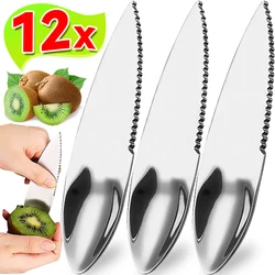 12/6/3pcs Stainless Steel Kiwi Peeler Kiwi Avocado Dig Spoon Scooper Fruit Cutter Serrated Peeling Knife Kitchen Cutting Gadgets