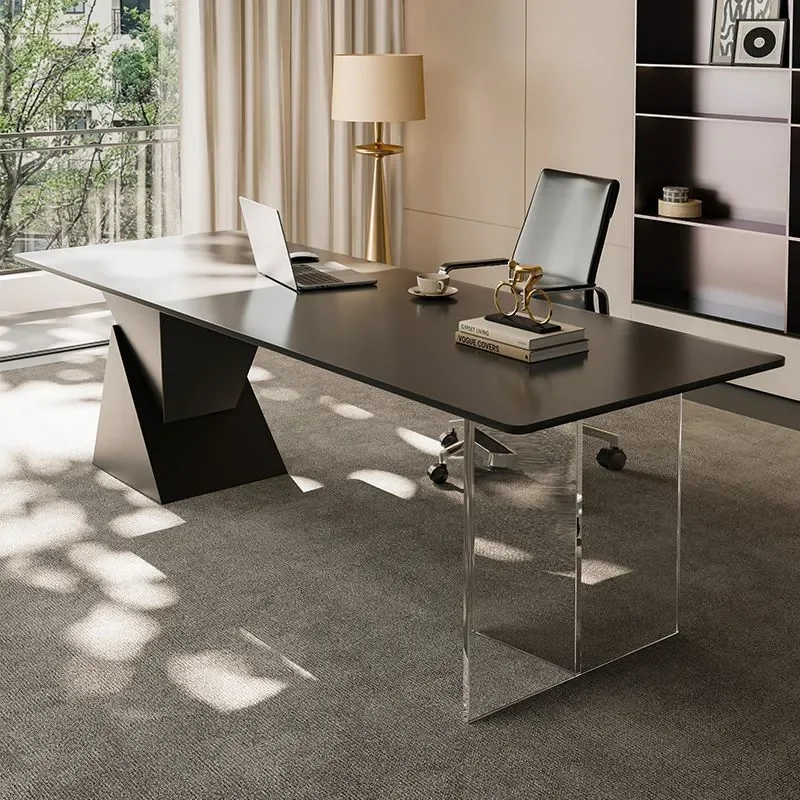 Italian Light Luxury Minimalist Rock Slab Boss Desk Combination Office High End 2026 New Black Modern Simplicity Executive
