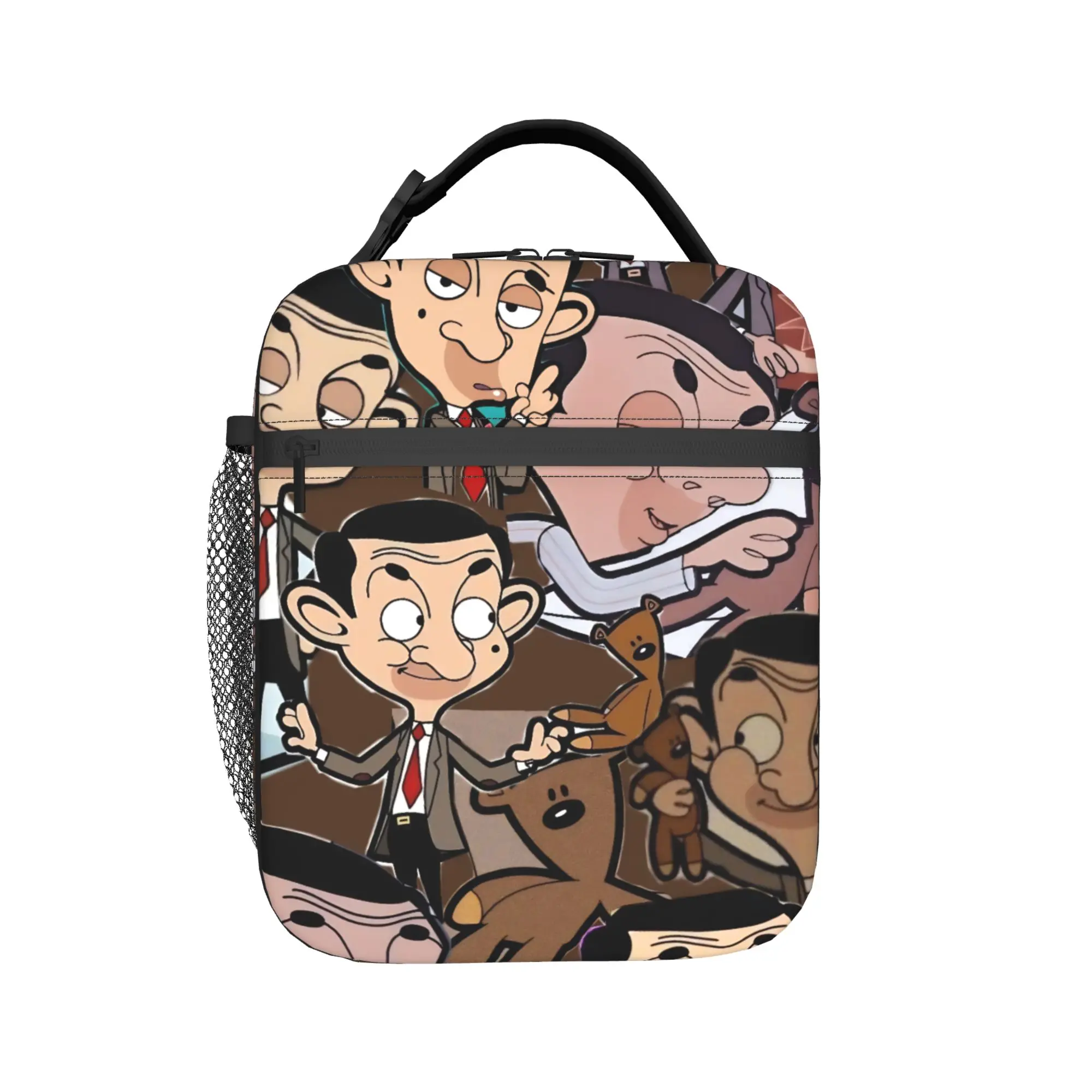 Mrs Beans and brown bear Funny Anime Product Insulated Lunch Bag For School Food Storage Bag Portable Thermal Cooler Lunch Boxes