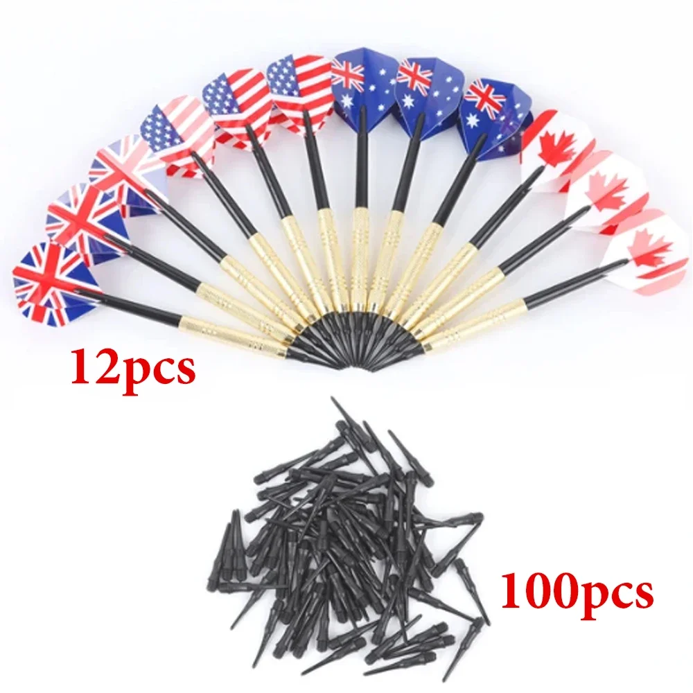 12 PCS Electronic Dartboard Accessories Professional Safety 14 Grams Soft Tip Darts Set With 100pcs Extra Plastic Dart Tip Bowa