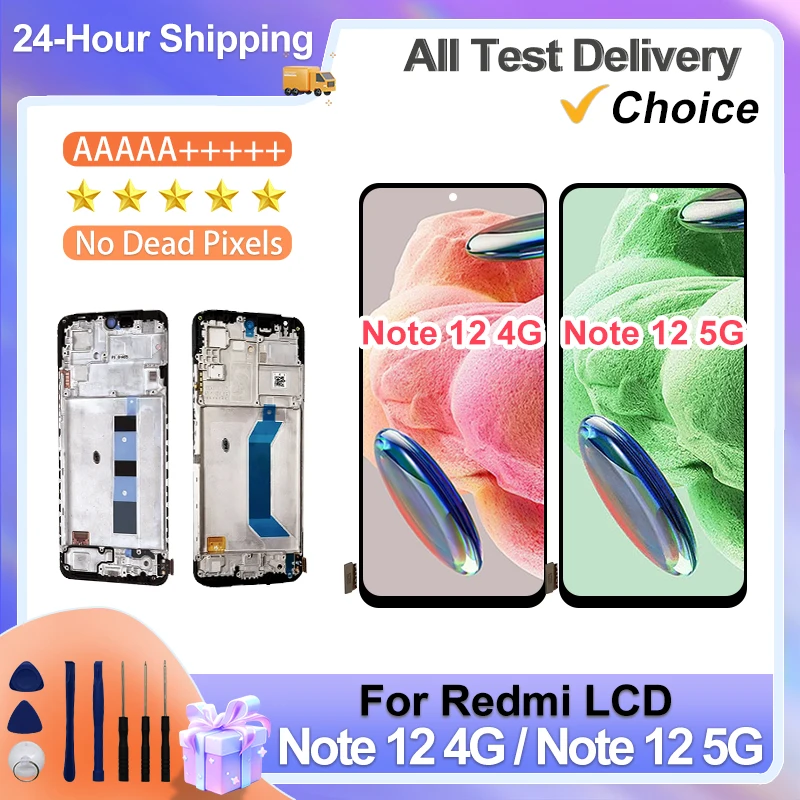 xiaomi-redmi-note-12-4g5g23021用の交換用タッチパネル付きデジタイザーアセンブリ